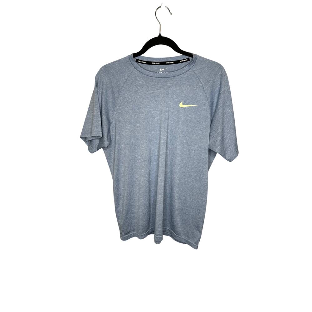 Nike Swim Hydroguard Essential Mens Dri-FIT UV Short Sleeve Top Blue Yellow M